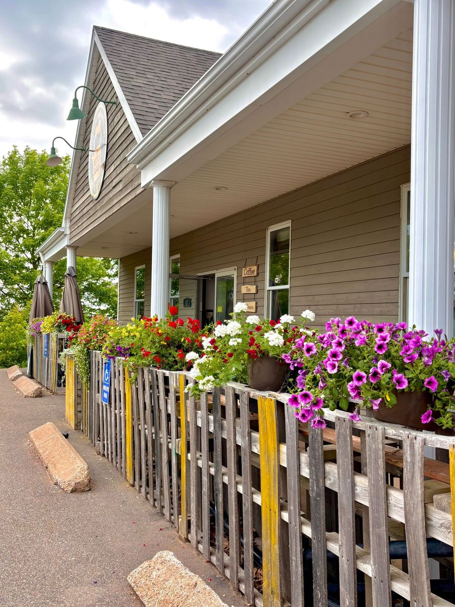Flower boxes along the porch at the Stratford location